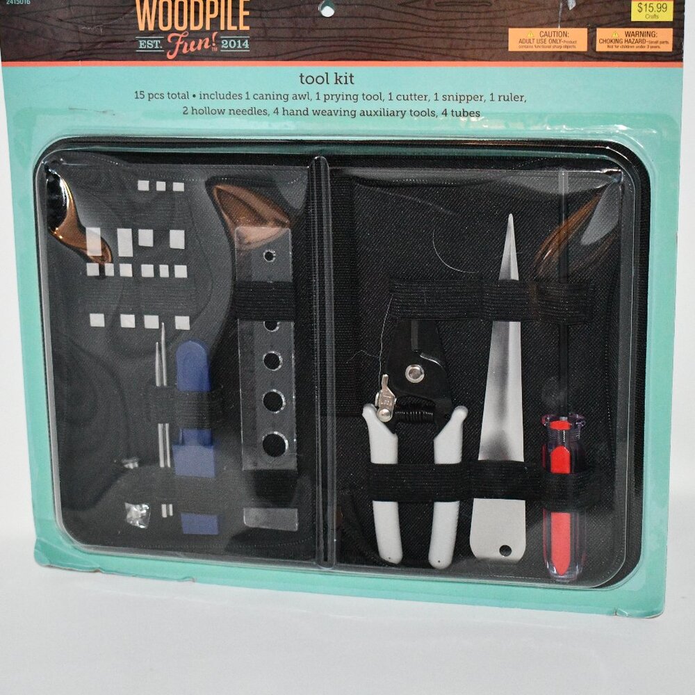 Woodpile Fun Tool Kit  Details: Material: Metal & Plastic Color: Red, Blue, Blac